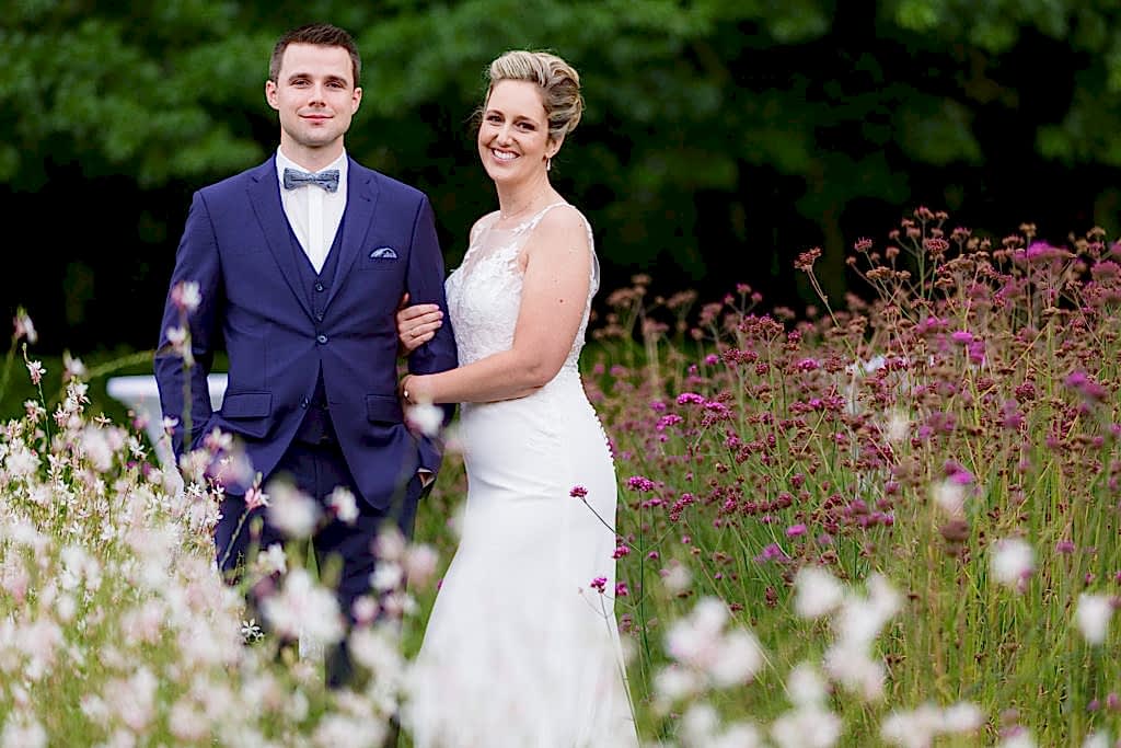 Bride and groom at Belgium Garden Wedding
