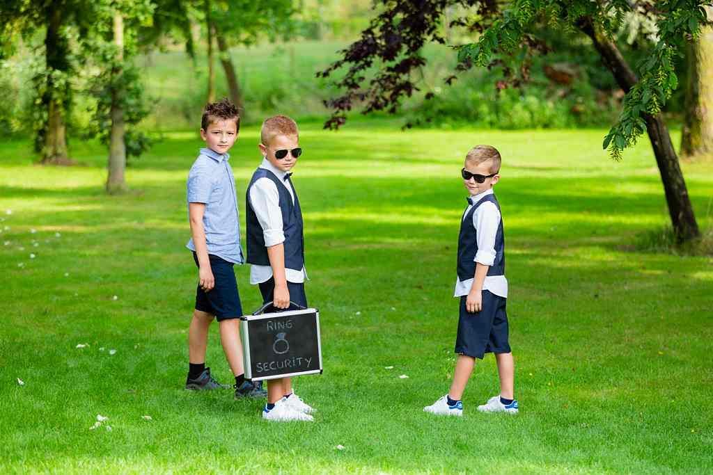 Cute ring security at Belgium Garden Wedding