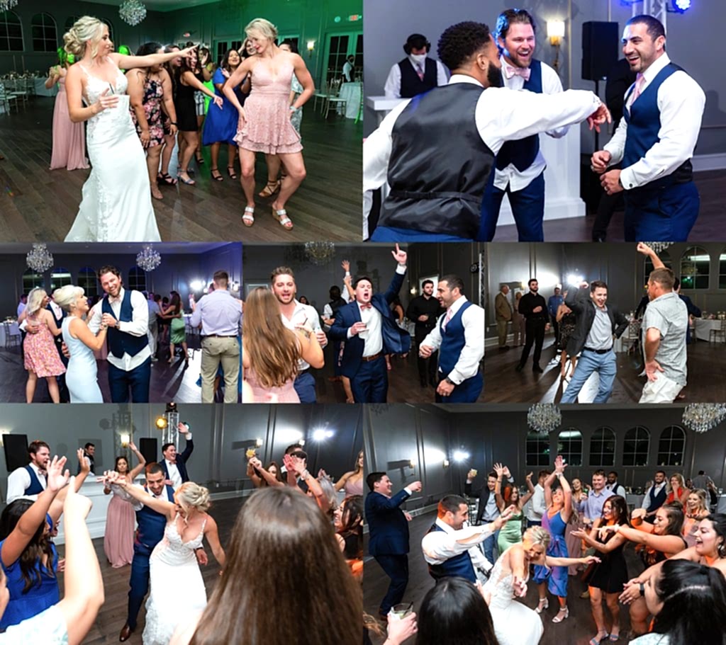Elegant Montclair Venue Wedding couple and guests dancing.