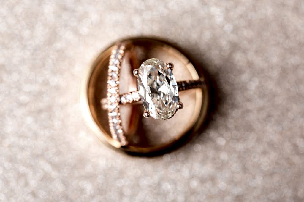 diamond wedding ring close up