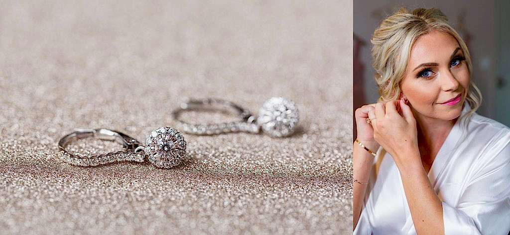 Bride's diamond earrings