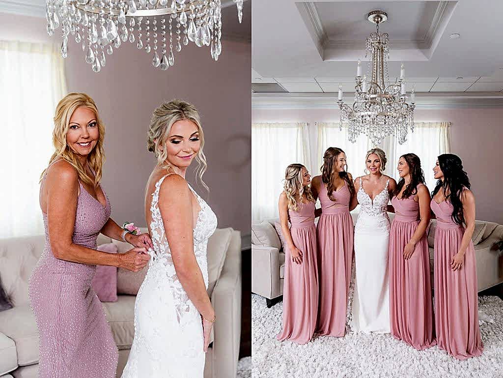 Bride's maid and bride before wedding