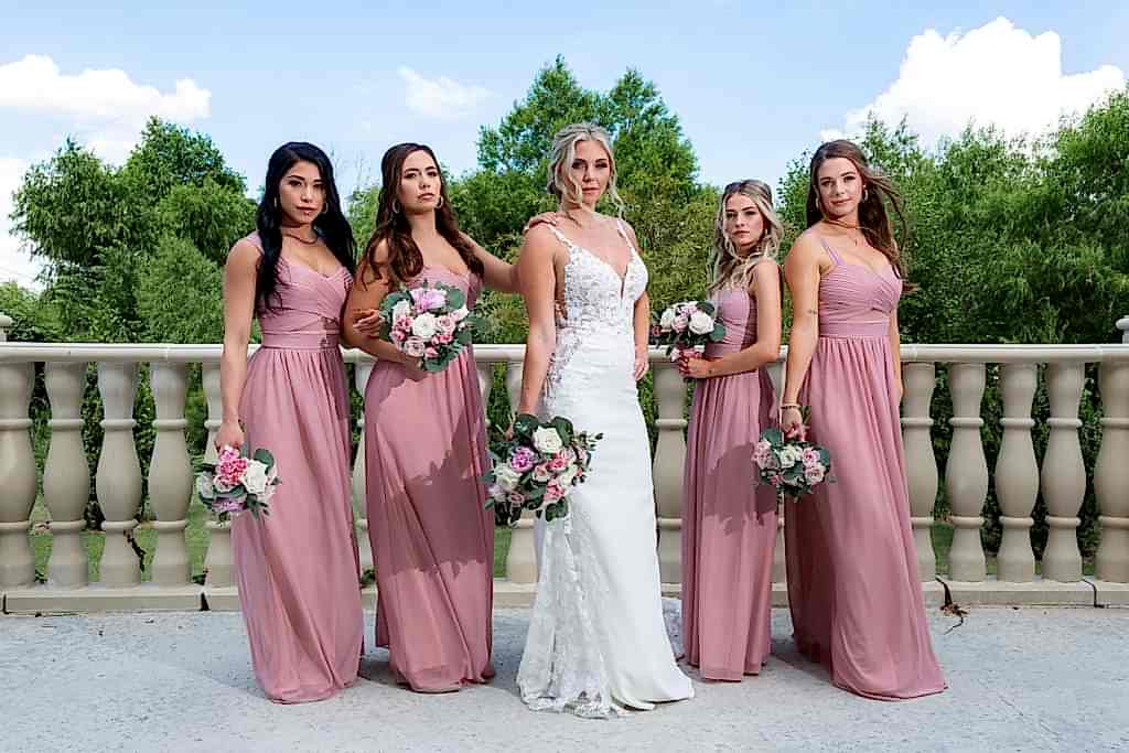 Bride with her bride's maids at Monclair wedding venue