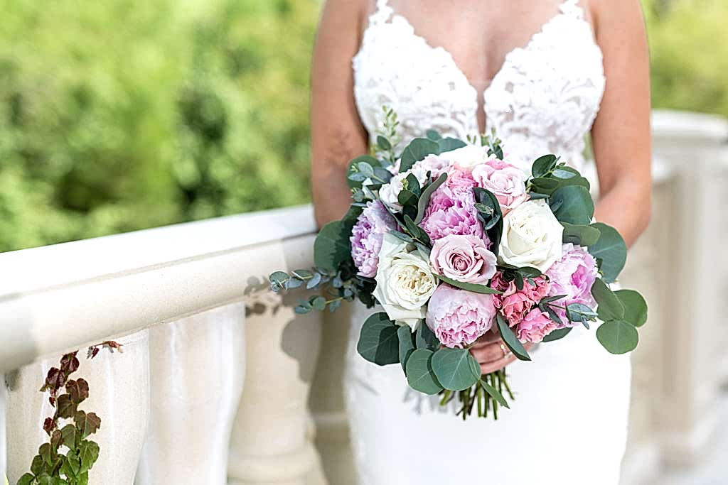 Elegant Montclair Venue Wedding flower bouquet closeup