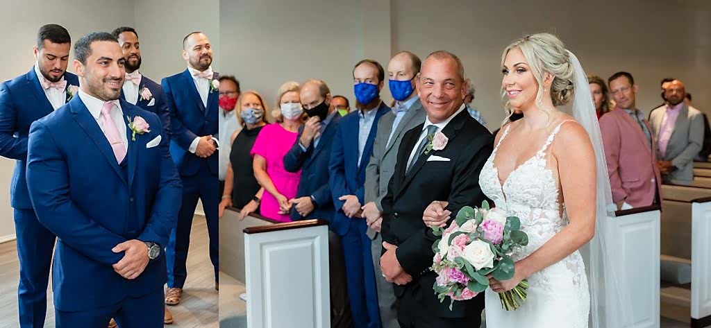 Bride walking down the aisle with father