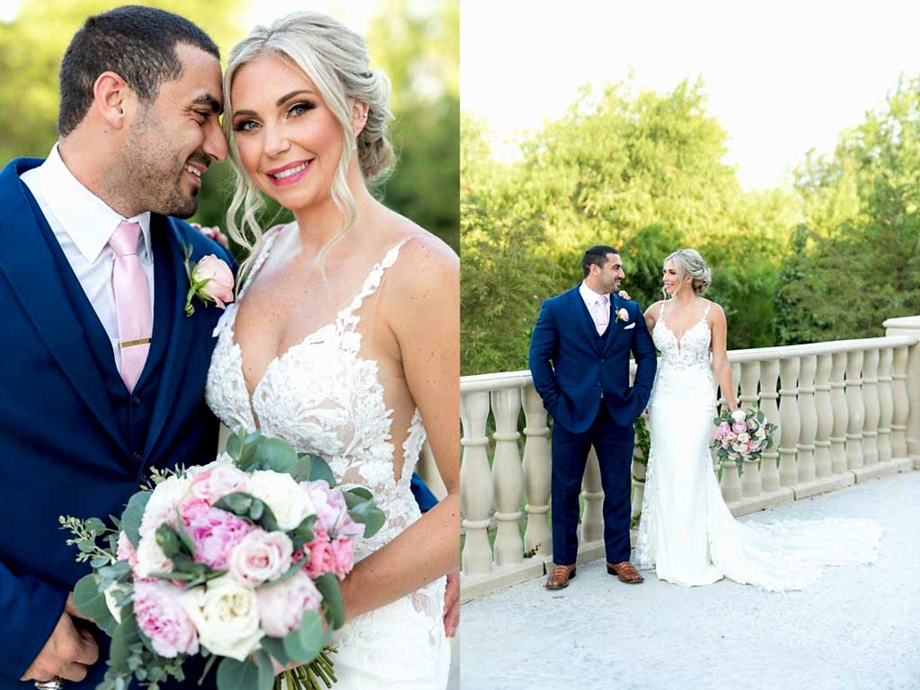 Elegant Montclair Venue Wedding couple with flower bouquet