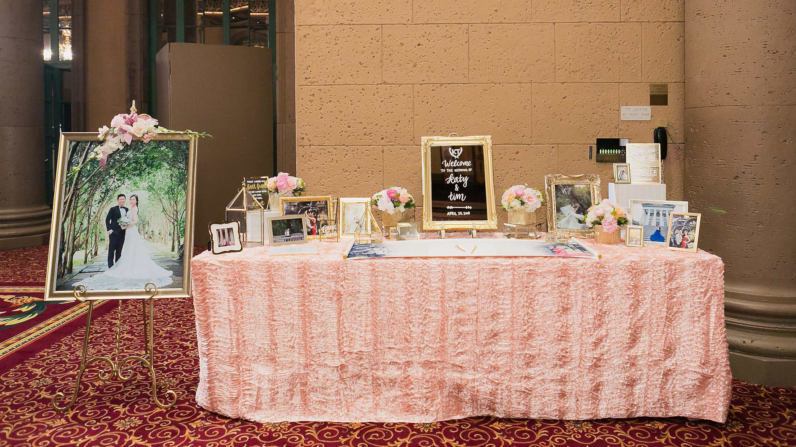 Welcome sign at wedding reception