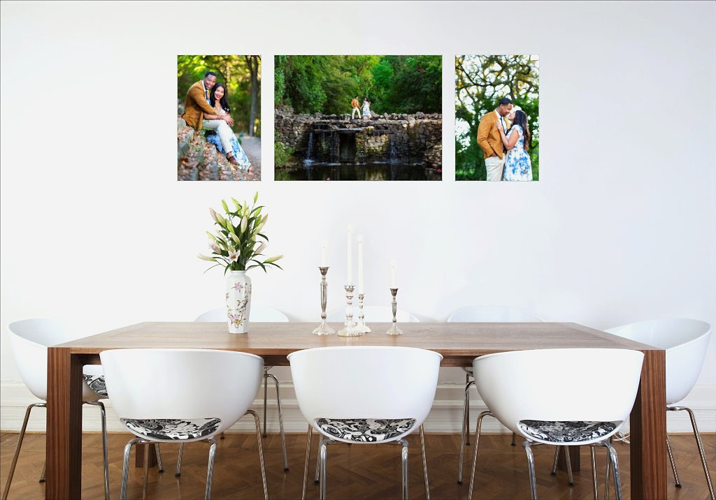 Wall with engagement photos