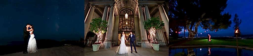 Wedding couple portraits during nighttime