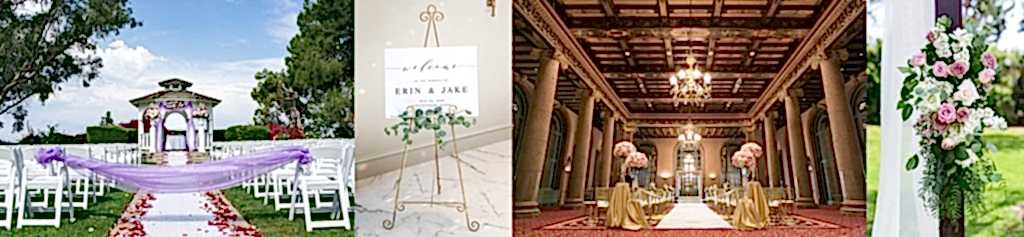 Details of wedding ceremony decoration and setup