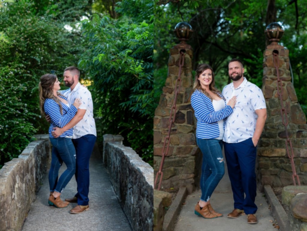 Couple on stone bridge