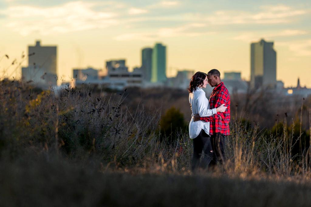 Engagement Photoshoot at Fort Worth park during sunset