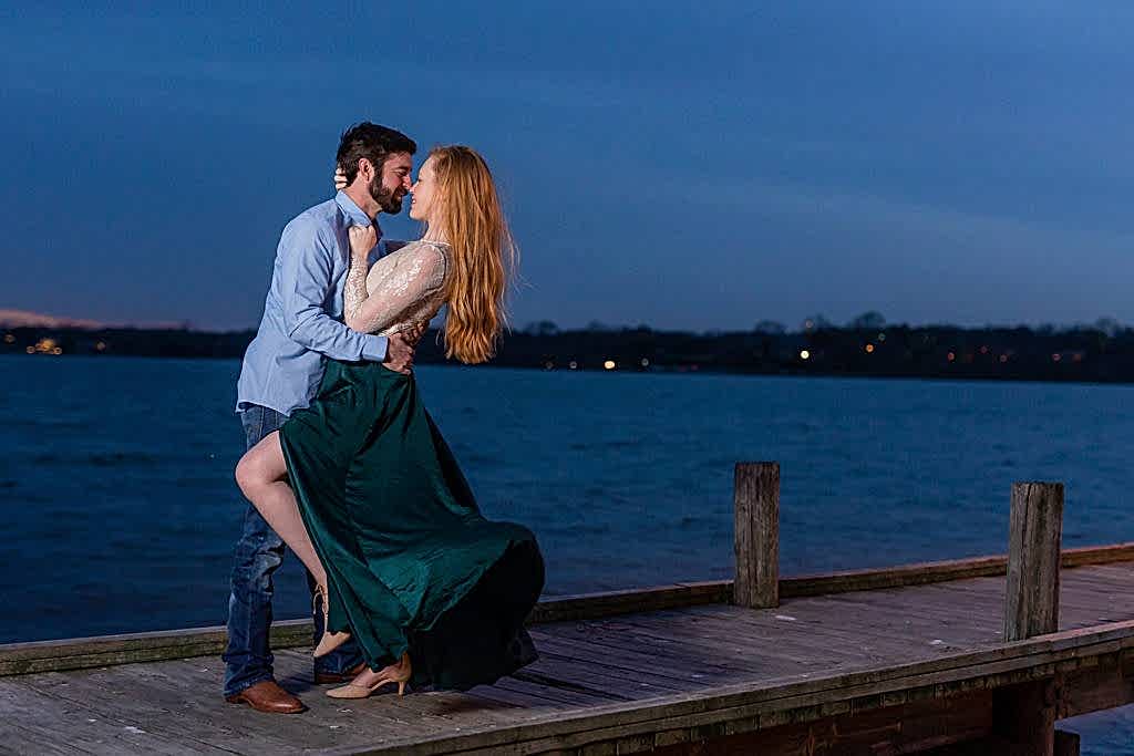 White Rock Lake Engagement photo shoot during sunset