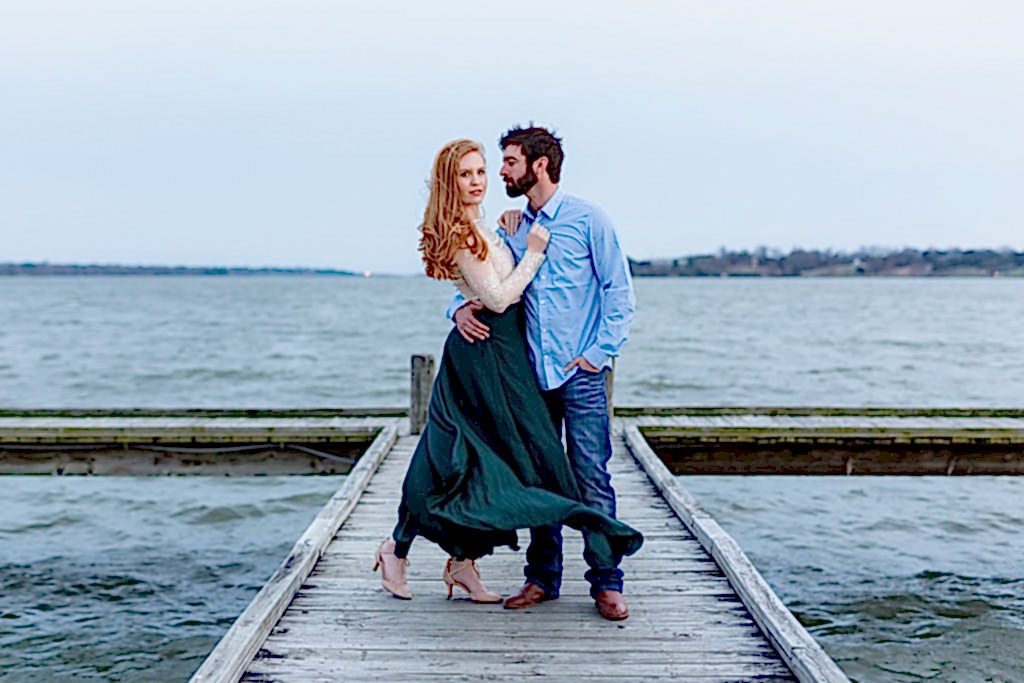 White Rock Lake Engagement photo session on dock