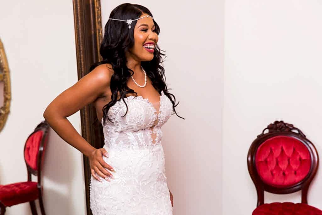 Bride smiling before wedding