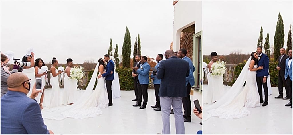 Couple kissing at Stoney Ridge Villa wedding