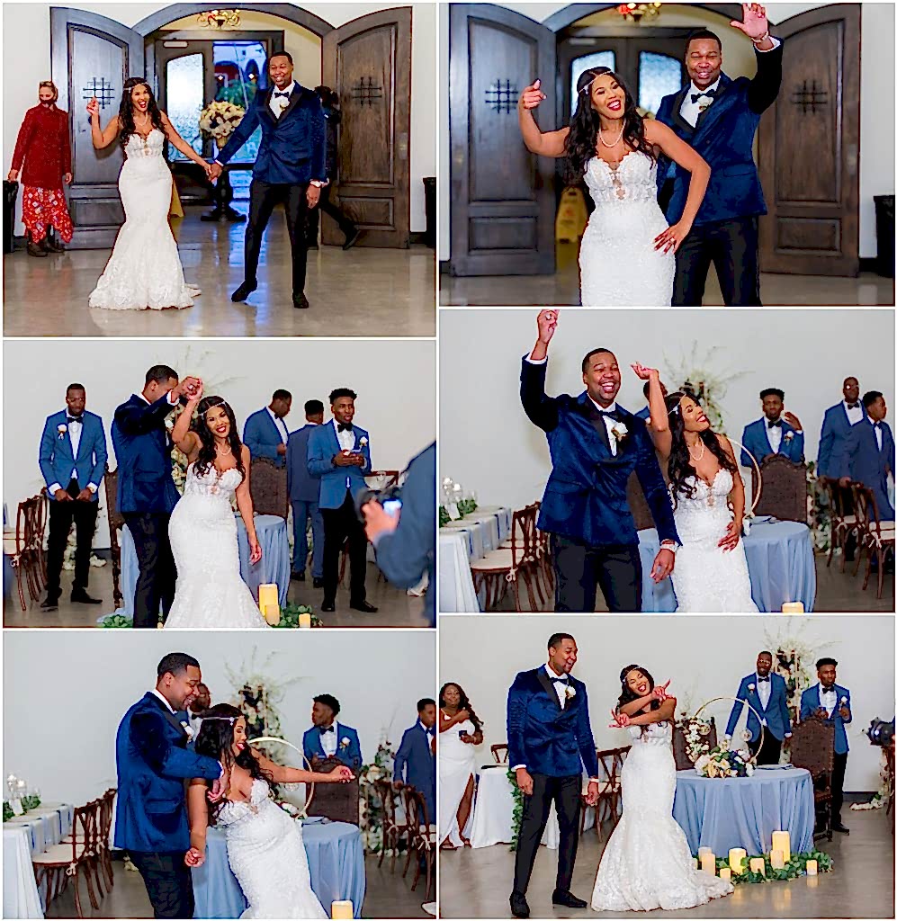 Bride and groom dancing