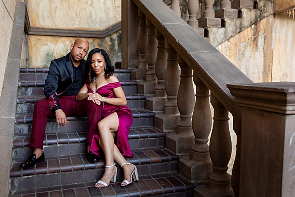 Couple sitting on stairs