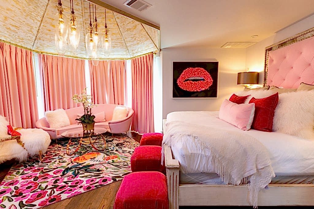 Hey Sugar pink room at Hotel Lucy in Granbury Texas