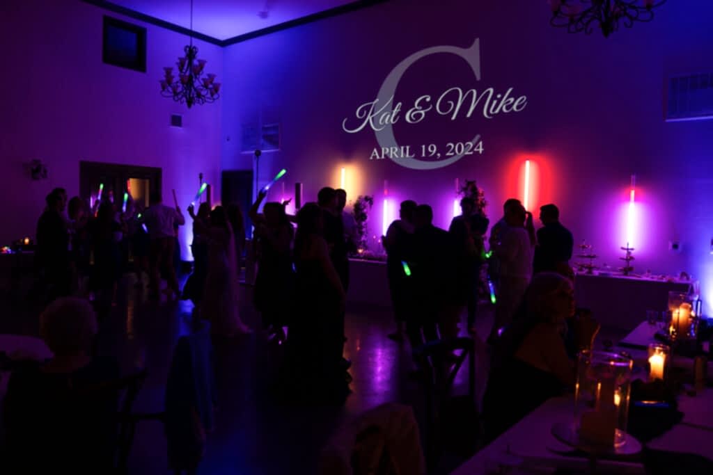 Azle TX wedding venue Stoney Ridge Villa reception colorful dance floor