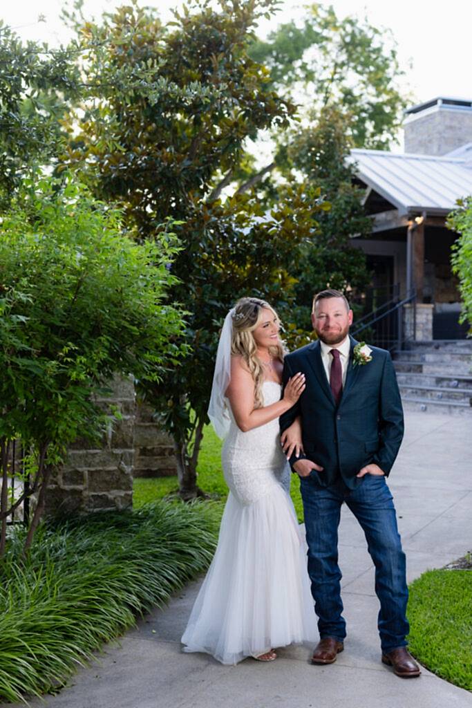 Bride smiling at groom at Hotel Lucy during elopement