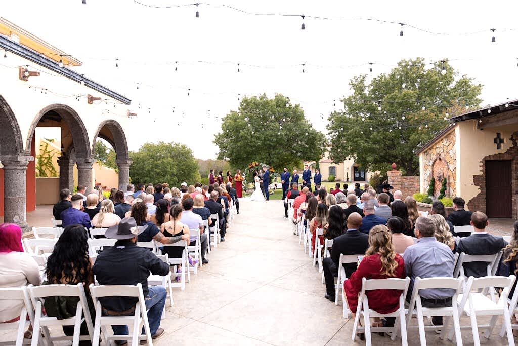 Ceremony site at Stoney Ridge Villa during Fort Worth Estate Wedding